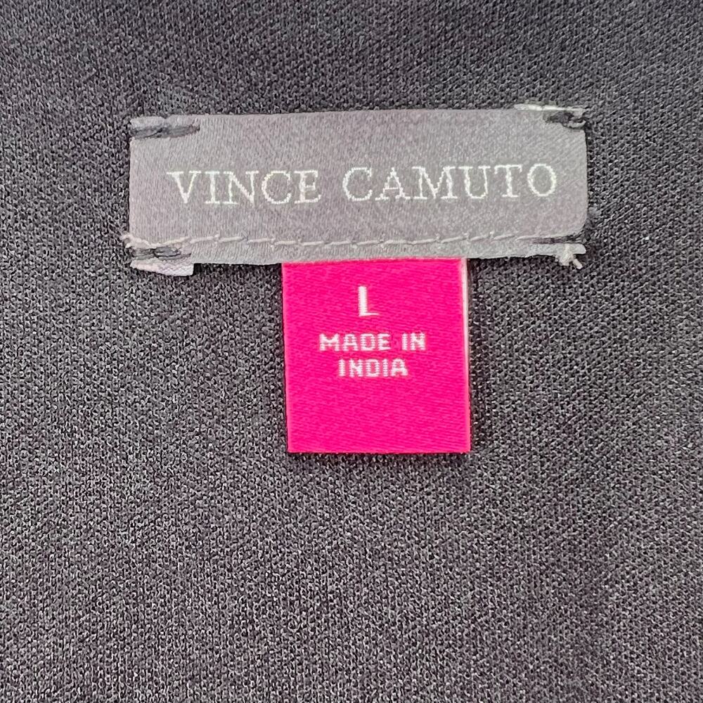 Vince Camuto Metallic Chiffon Mini Dress L Black Sheer Sleeve Tiered Sparkle - Picture 5 of 16